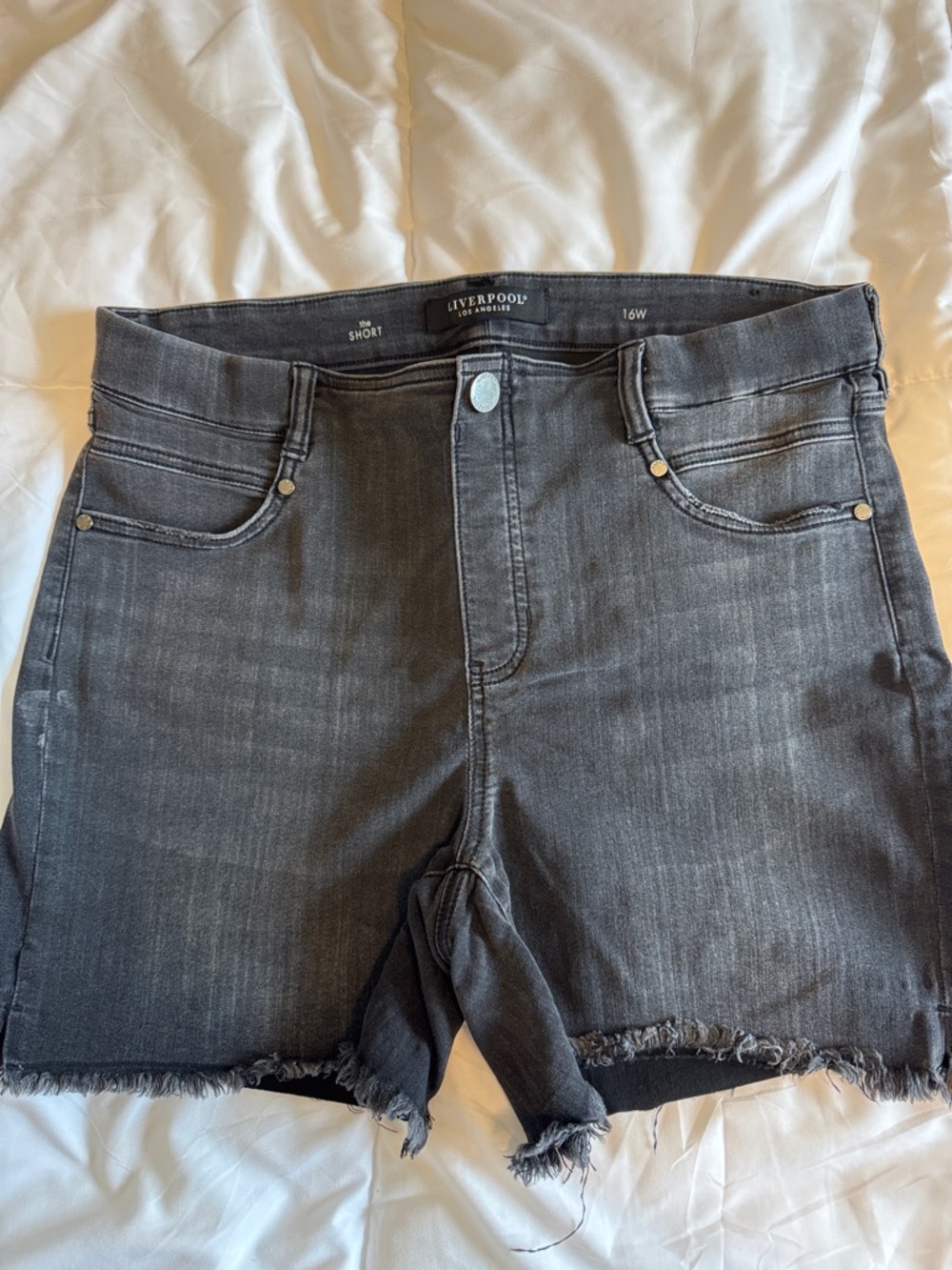 Liverpool Black Faded Denim Cutoff Shorts